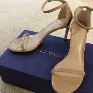 Stuart Weitzman Nude Patent Leather Sandal 75mm
